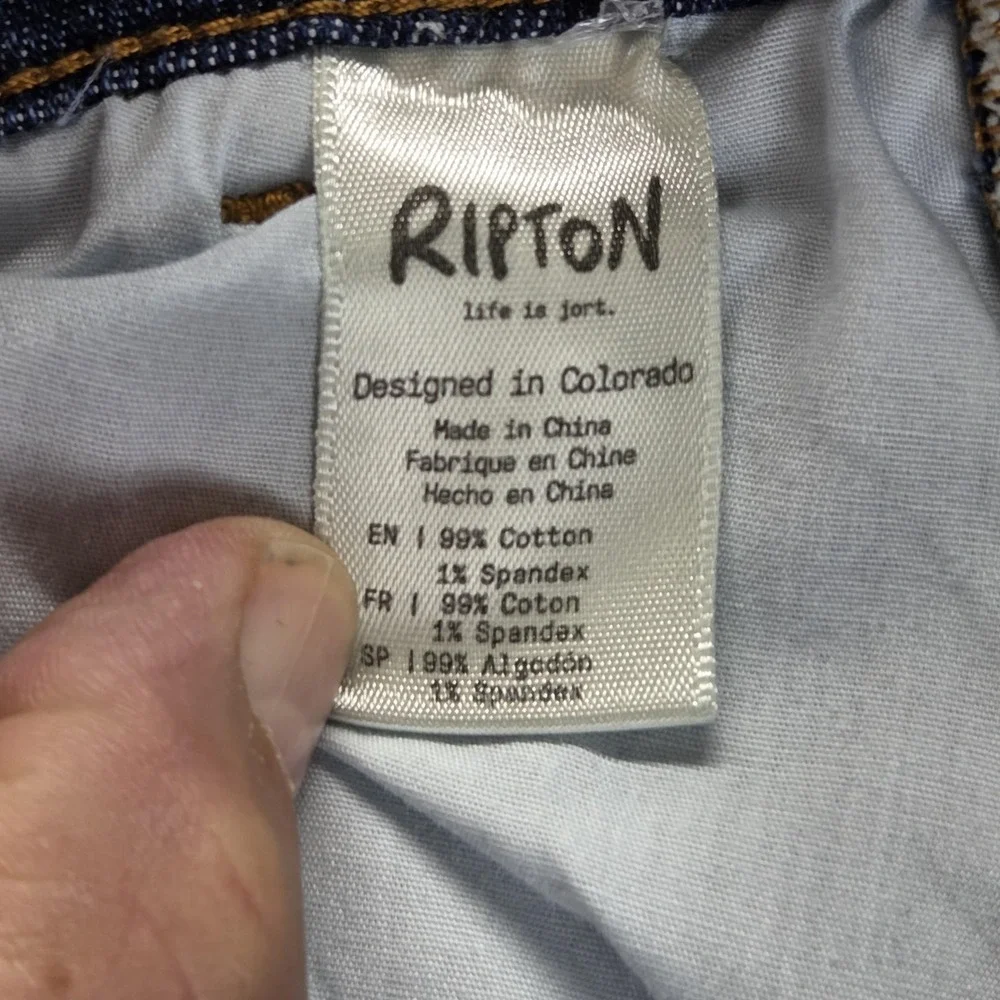 Ripton Jeans Mens 29 Blue Sport Utility Pant Workwear Zip Fly Raw Hem Panel Knee